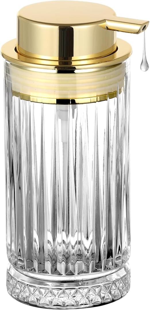 Glass Liquid Soap Dispenser, Refillable Liquid Dispenser with Gold Pump, Hand Soap Dispenser for Bathroom Kitchen, Home Bathroom Decor Liquid Type/Clear