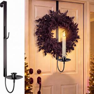 LemonRoad 20 Inch Metal Over the Door Wreath and Candle Holder
