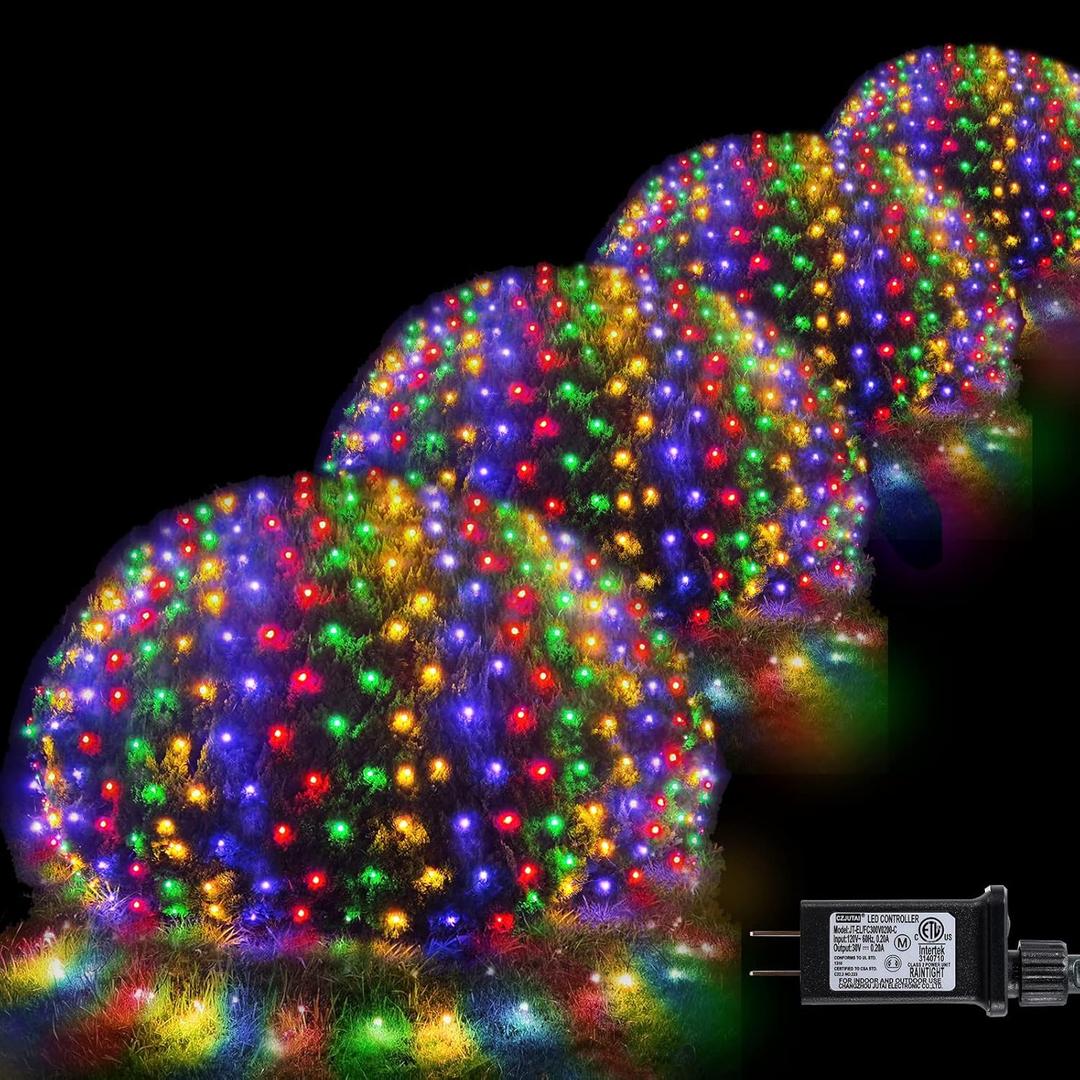 21 Ft x 5 Ft 360 LED Colorful Christmas Net Lights, 8 Modes Connectable Outdoor String Lights for Yard, Garden, Party Decor