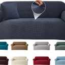 Mrcrypos Stretch Sofa Covers for 3 Cushion Couch Includes a Pillow Cover Washable Sofa Slipcover Furniture Protector with Non Skid Foam and Elastic Bottom for Kids,Pets Dog(Sofa,Dark Gray)