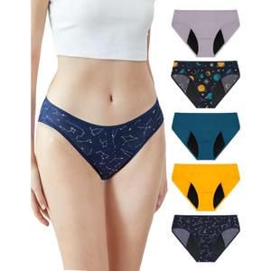 Neione Period Underwear Menstrual Panties Comfortable Modal Bikini Cheeky Briefs for Women Girls (S)