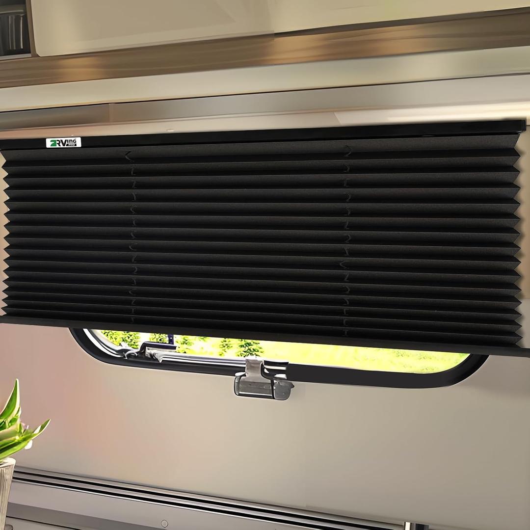 RV Blinds for Camper Windows, Camper Replacement Blinds, Privacy Protection, RV Window Shades for RV, Camper, Travel Trailer, Black (74" W x 42" L)
