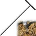 Metal Soil Probe Rod - Septic Tank Locator Tool with T Handle,32-48 Inch Adjustable Ground Probe Rod Steel for Tile Probing,Soil Compaction, Pipe and Gopher Runs Locating