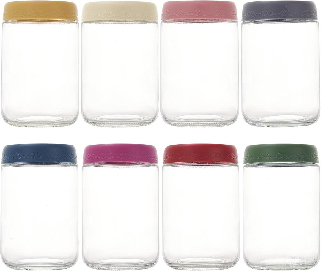18 OZ 8Pack, Overnight Oats Jars with Lids, Glass Meal Prep Containers, Airtight Mason Jars for Breakfast, Yogurt Parfait, Salad & Smoothies, Leakproof and Reusable Food Storage Jars(8Pack)
