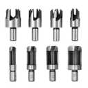 8 Pcs Wood Plug Cutter Drill Bit Set, 1/4",3/8",1/2", 5/8" Carbon Steel Cork Drill Bit Kit, Straight and Tapered Cutting Tools for Woodworking