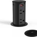 Pop up Outlet for Countertop,65W USB C Fast Charging Port,2.5-inch Hole Desktop Power Grommet,Recessed Power Strip,4 Outlets 4 USB Ports,15Amp Tamper Resistant ReceptacleETL Listed (Black)