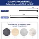 Door Security Bar Upgraded Door Stoppers Adjustable Sliding Glass Door Security Bar 2 in 1 Heavy Duty Door Jammer Sliding Patio Bar for Home, Apartment, Travel, School, Dorm (2 Pack,Black)