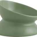 Ceramic Raised Cat Bowl, Cat Food Bowls Elevated Tilted, Ceramic Pet Bowl Whisker Friendly, Anti Vomit & Reduce Neck Burden for Food and Water (Green)