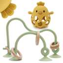 Baby High Chair Toys Teething Chew - Baby Table Toys, High Chair Suction Toy Teething Toys Silicone Teethers, Food Grade Silicon for 6 12 18 Months (Green Yellow)