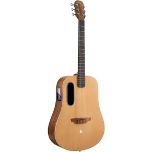 LAVA ME 4 Solid Spruce Top Series,HILAVA 2.0 Smart Acoustics Electric Guitars,right handed,with 3.5 inch TouchScreen,FreeBoost 2.0, AirFlow Bag, Woodgrain Brown/Burlywood,41 inch