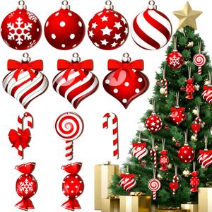 48 Pcs Colorful Wood Lollipop Candy Christmas Ornaments Hanging Tree Decorations with Ropes for Candy Party Xmas Tree (Fresh)
