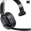 TECKNET Trucker Bluetooth Headset, AI Noise Canceling 70h Wireless Headphones Bluetooth with Microphone & Dongle, ENC Headset with Mute for PC Phone Laptop Office Home, All Day Comfort (Single Over-ear)