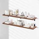 10x60 Inch Brown Floating Shelves for Wall,2-Pack Long Floating Bookshelf Wall Mounted Shelves,5ft Solid Wood Large Wall Shelf for Office (Brown)