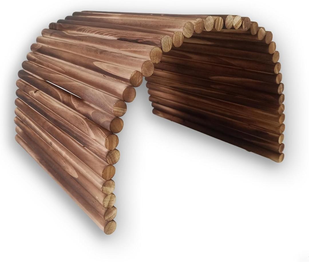 kathson Wooden Rabbit Hideout with Tunnel,Extra Large Bunny Bridge Guinea Pig Wood Ladder Flexible Hamster Ramp Small Animal Climbing Toys for Ferret Hedgehog Chinchillas and Other Rodents (XXL (40 x 27.5 inches))