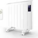 800W Plug-in Convection Electric Panel Wall Heaters for Indoor Use, Quiet Fan-Less Design, Freestanding/Wall Mount Space Heater with Adjustable Thermostat, 24H Timer, Digital Display(White)