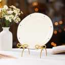 LemonRoad Bow Plate Stands for Display 6 Inch Gold Metal Decorative Platters Holder Brass Frame Display Easel Stand for Picture Decorative Plate Photo Easel Tabletop Art
