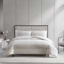 Vera Wang - King Comforter Set, Premium Cotton Bedding Set with Matching Shams, Chic Room Essentials, Oeko-Tex Certified (Chenille Waffle Stripe Beige, King)