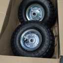 (Pack of 4) AR-PRO 10" Heavy-Duty Replacement Tire and Wheel - 4.10/3.50-4" with 10" Inner Tube, 5/8" Axle Bore Hole, 2.2" Offset Hub and Double Sealed Bearings for Hand Trucks and Gorilla Cart (Silver)