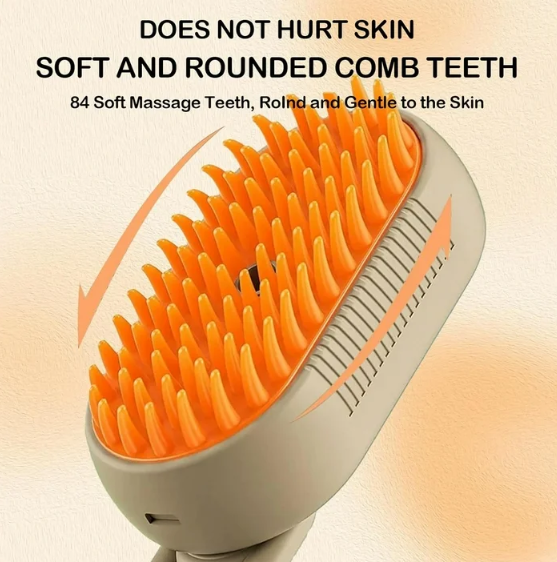 Puffease Cat Steam Brush, Spritz Defur Comb for Cats, Quick & Easy Pet Hair Remover, Massaging & Deshedding - Anti-Static, Moisturizing, USB Rechargeable for Dogs & Cats (Brown)