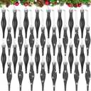32 Pcs 3.5 Inch Black Finial Christmas Ornaments Vintage Glitter Matte Shatterproof Plastic Retro Hanging Christmas Finials Ornaments for Xmas Tree Party Holiday