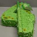 Poen 16 Inch Dinosaur Piata Number 1 2 3 4 5 6 7 8 9 for Kids Birthday Party Cute Dino Piata with Blindfold Stick and Confetti for Boys Girls Dinosaur Birthday Animal Theme Baby Shower Decor(4)