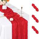 ACSUIT 3 Pack Red Cheesecloth Table Runner, 17 x 108 inch, Semi Sheer Boho Cheese Cloth Fabric Table Runner Bulk for Wedding, Birthday, Party, Holiday, Home Decor (Red)