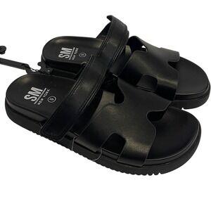SM NEW YORK,  Black Flat Sandals for Casual Wear, SIZE: 6 1/2