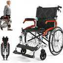 Wheelchairs for Adults,Self-propelled Wheelchair Lightweight Foldable Transport Wheelchair for Seniors,23.5lbs Portable Transfer Chair with Adjustable Leg Rest & Footrest