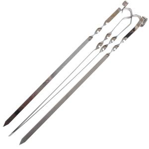 Flat Skewers, Stainless Steel, No-Wood Handle, Koobideh Persian Kabob, Carrying Case, 12 Pcs