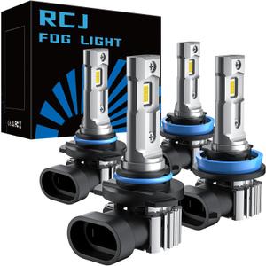 9005/HB3 H11/H8/H9 Bulbs Combo, 32000LM Super Bright 6000K Cool White Fog Light, 1:1 Mini Size with Fan, Plug and Play, Canbus Ready, Pack of 4