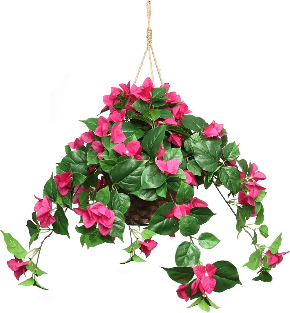 25" Hanging Geranium Basket Fuschia  Lush Artificial Flower Basket for Home & Outdoor Dcor