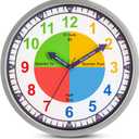 Bernhard Products Colorful Kids Wall Clock Teaching Time Telling Silent Non-Ticking Educational Learning Tool, Colored Numbers for Children Teachers Homeschool and Parents, School Classroom Playroom