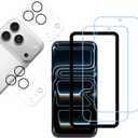 Anti Blue Light Screen Protector For iPhone 17 Pro max Tempered Glass Film 2-Pack with Camera Lens Protector 2-Pack Easy Alignment Tool