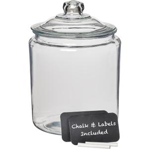 Anchor Hocking Heritage Hill Glass Jar with Lid, 2 Gallon Capacity, with 2 Chalkboard Labels and Chalk (2 Gallon, Set of 1)
