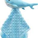 Shark Blanket Security for Baby Soft Lovey Plush Sleeping Snuggle Gifts Boy Blue Minky Dot Stuffed Ocean Animal Newborn Nursery Kids Toddler First Birthday Unisex Blankie Gift Ideas 15 Inch