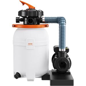 VEVOR 10-inch Sand Filter Pump, 1585 GPH, 0.33 HP Pool Pumps System & Filters Combo Set with 6-Way Multi-Port Valve & Pressure Gauge, Easy Installation for Domestic and Commercial Pools (White)