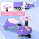 Electric Wiggle Car for Kids,6V Wiggle Car with LED Flashing Wheels & Music Speaker, Ride on Toys with Anti-Rollover & Flexible Steering, Adjustable-Length Car for Ages 3 and Up 66 LBS(Pink-Purple)