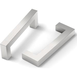 10 Pack 3.75 Inch(96mm) Cabinet Pull Brushed Satin Nickel Kitchen Cabinets Handles Stainless Steel Cabinet Hardware for Cupboard Square Kitchen Pulls for Cabinets Drawer Handles