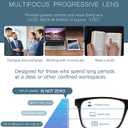 Missfive 2-Pack Mens Light Multifocus Progressive Reading Glasses Blue Light Blocking, Multifocal Spring Hinge No-Line Quality Trifocal Readers Comfort Eyeglasses (Workspace For Near Range, 3.0x)