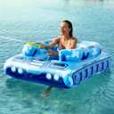 Inflatable Tank Pool Floats Adults - Jasonwell Kids Pool Floaties Swimming Pool Tank with Water Cannon Gun Swim Floaty Rafts Lake Beach Party Pool Toys for Boys Girls Kids Adults (Blue)