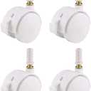 XYWHPGV 1.85 Inch Swivel Caster Wheels Grip Neck Stem Caster White Furniture Wheel with Brake and Mounting Socket, 4pcs(10610 2b464 7911c 5967c 19fb9 1d257
