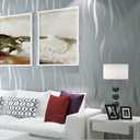 Simple Fashionable Non-woven Wallpaper 3D Embossed Three-dimensional Flocking Foaming Wave Stripes Bedroom Living Room TV Background Wall Shop Decoration20.87"Wx393.7"L Non-Pasted (Silver gray)