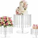Acrylic Wedding Cake Stand Set - 3 Pcs Clear Round Cupcake Stands Dessert Display with Crystal Bling Pendants, for Wedding Event Birthday Party Baby Shower Tabletop Decorations Centerpieces (8.3 inch & 10.2 inch & 12.2 inch Diameter)