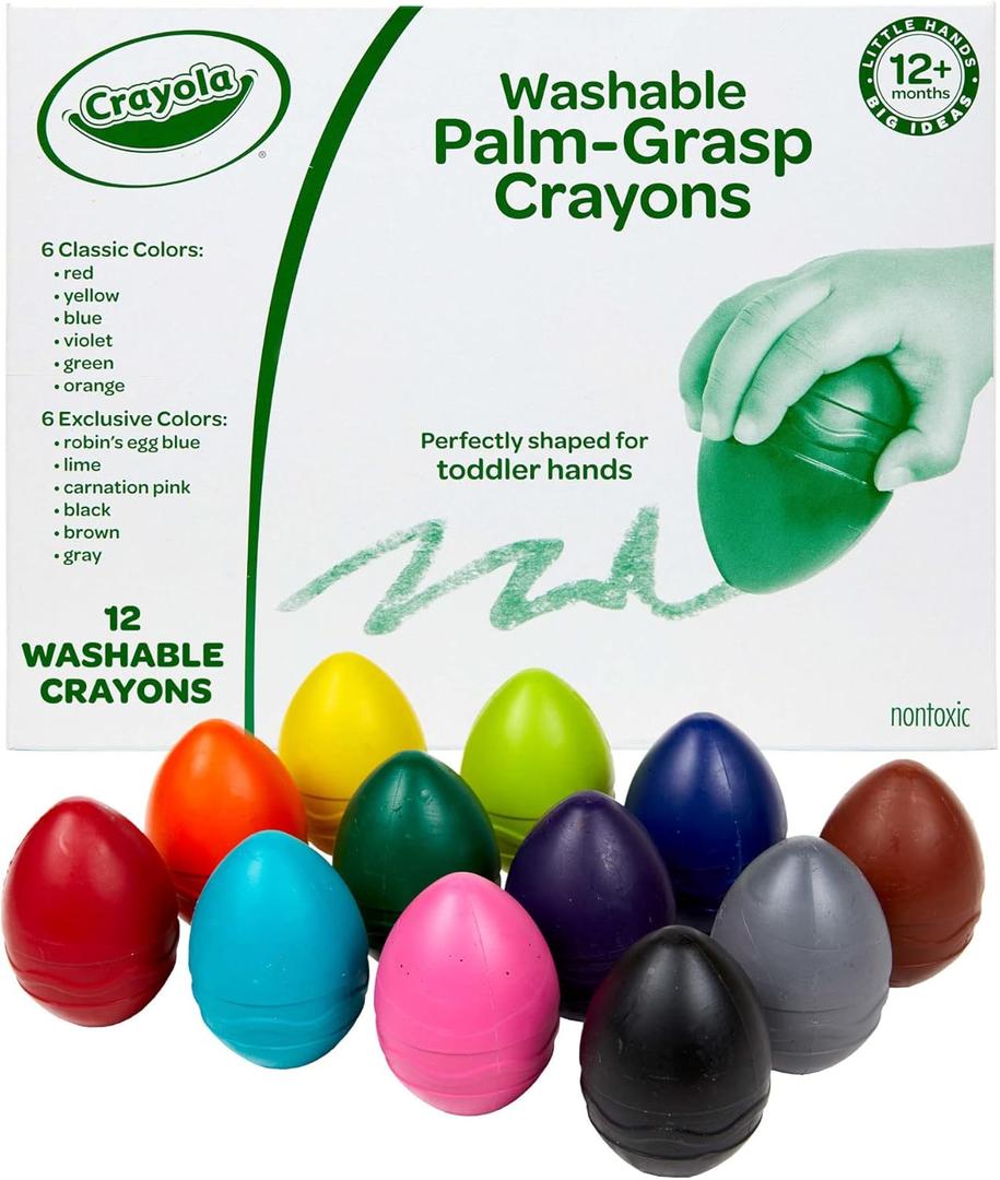Crayola Large Egg Crayons (12ct), Essential Easter Basket Stuffers, Jumbo Washable Crayons for Toddlers, Spring Craft Supplies, Small Easter Egg Gift, Ages 1+