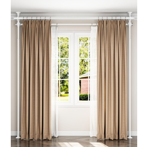 Tension Double Curtain Rods for Windows by EZFurni,31 to 83 Inch Wide, Adjustable No Drill Curtain Rods for Living Room,Bedroom,Decorative Window Treatment,Renter Friendly,39 to 130 Inch Height,White