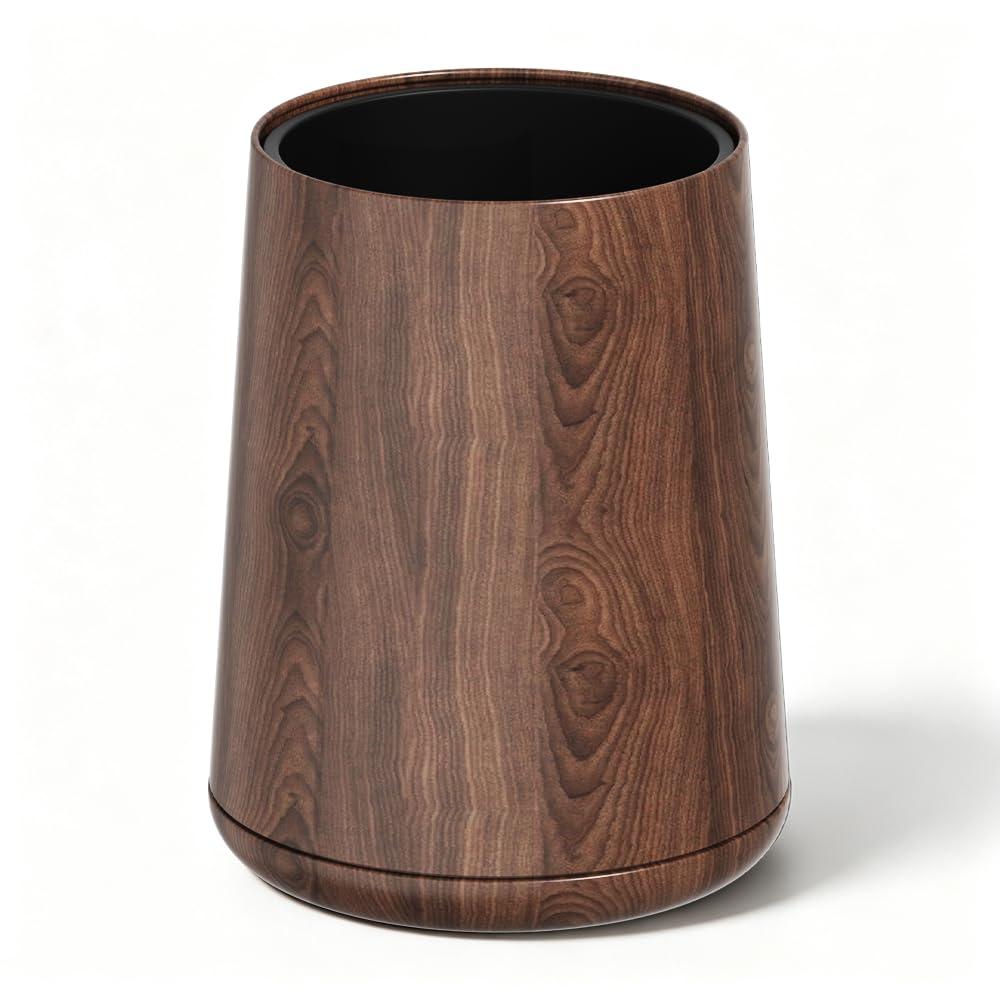2.1 Gallon Metal Imitation Wood Grain Bathroom Trash Can
