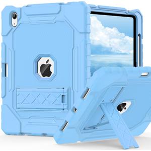 Case for iPad (A16) 11th/10th Generation 11/10.9 inch 2025/2022, Heavy Duty Military Grade Shockproof Rugged Cover with Pencil Holder/Stand for i Pad 11th / 10 th Gen (Light Blue)