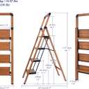 Step Ladder 4-Step Woodgrain Finish Aluminum Folding Step Ladders,Anti-Slip Max 330 lbs