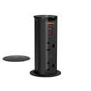 ANNQUAN 2 inch Pop Up Outlet for Countertop with 20W USB Ports,2 Outlets Tamper Resistant,Splashproof Pop Up Socket,Desk Power Grommet for Home Office Kitchen 3FT Cord (ETL Listed) (Black)