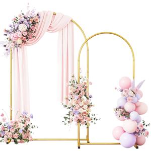 rubfac Metal Arch Backdrop Stand Set of 2 (6FT & 7.2FT), Gold Wedding Arch Frame Balloon Stand for Birthday Baby Shower Anniversary Bridal Graduation Indoor Outdoor Party Decoration
